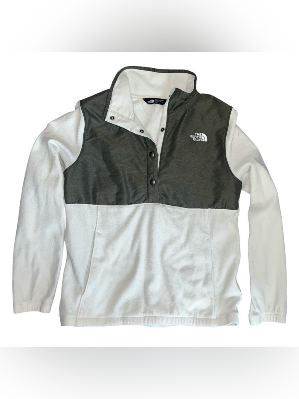 The North Face White and Dark Gray Fleece Pullover